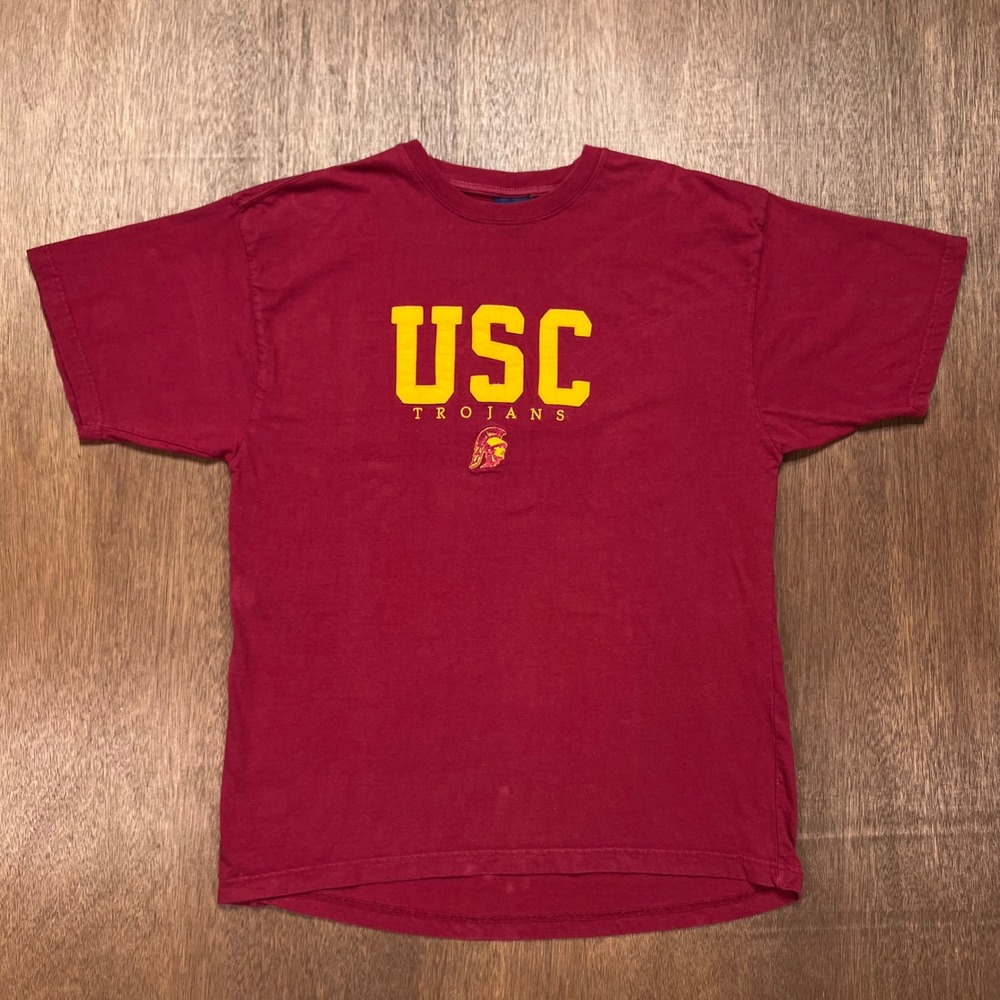 Vintage AS Sports USC Trojans T-Shirt XL Cardinal Red Embroidered Applique NCAA